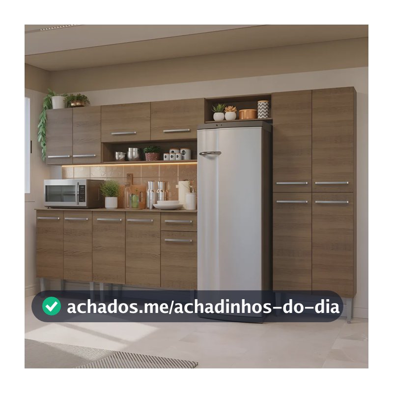 Armário De Cozinha Completa 293cm Emilly Madesa 011 Cor Rustic