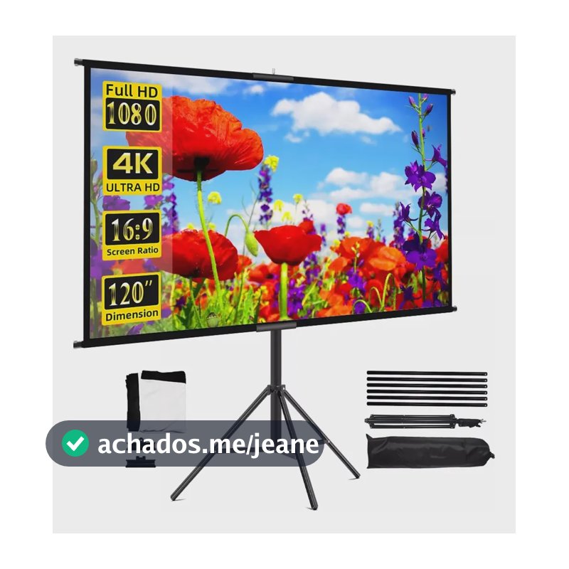 Tela De Projeção De 120 Polegadas Com Suporte Dobrável