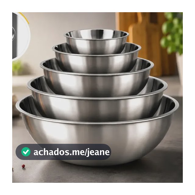Kit 5 Tigelas Inox Bowl Com Medidor 580ml A 2600ml 14 A 24cm Inox