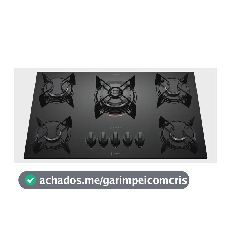 Cooktop 5 Bocas Preto Mesa De Vidro Atlas U Top