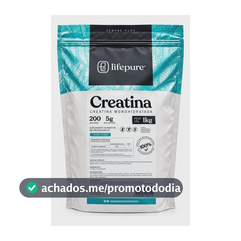 Creatina Monohidratada Em Pó Lifepure 1kg Sem Sabor Sem Sabor