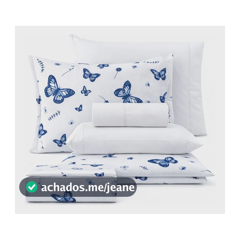 Kit 6 Peças Casal Cobre Leito + Jogo De Lençol Liso Blanco Estampado