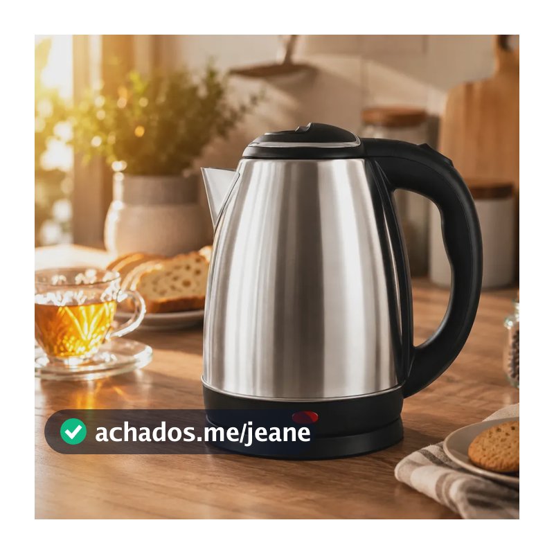 Chaleira Elétrica Inox 1,8L 1000W Aquecimento Rápido Automática