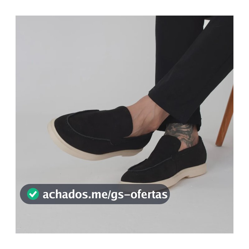 Sapato Social Mocassim Loafer Masculino Leve Couro Camurça Preto 43 Br