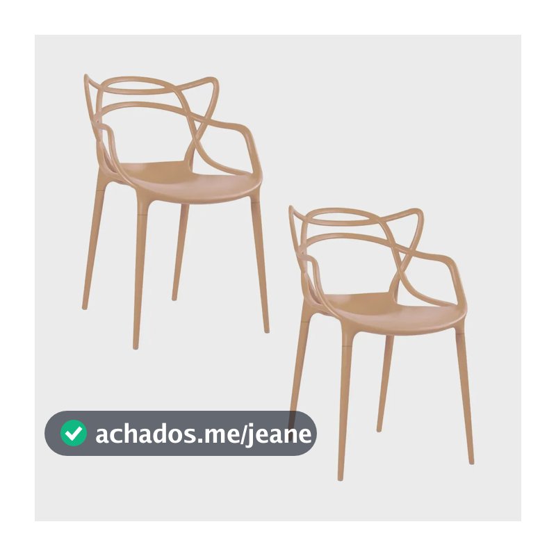 Jogo 2 Cadeiras de Jantar Masters Allegra com Pés Desmontáveis Bege - Laráz