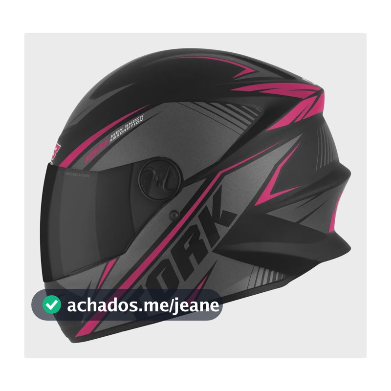 Capacete Fechado Pro Tork R8 Viseira Fumê Nf Rosa 55/56
