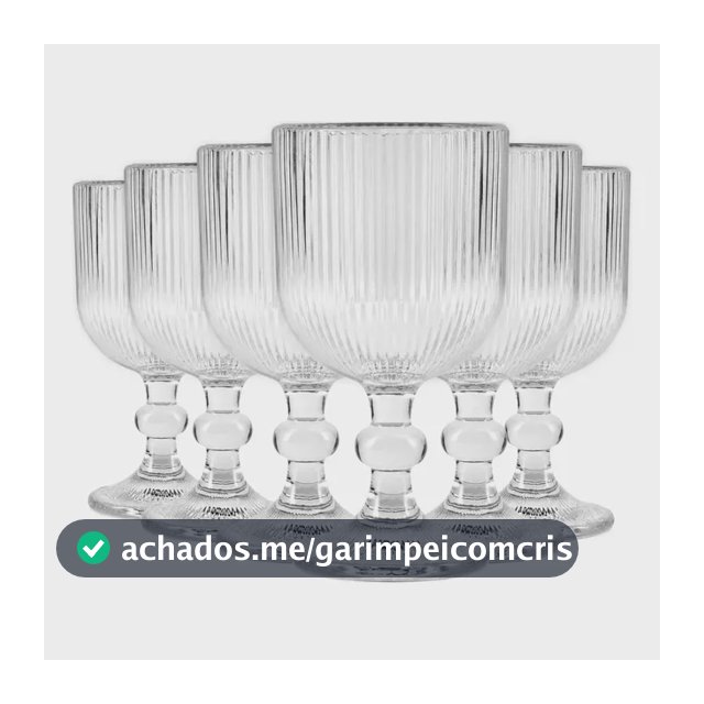 Jogo Com 6 Taças De Vidro Canelado 360ml Drinks Suco Água