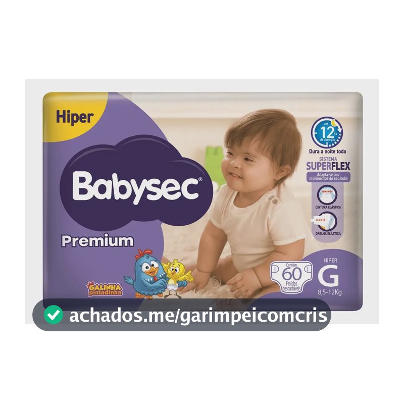 Fraldas Babysec Premium Galinha Pintadinha G