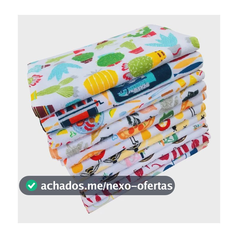 Pano De Copa Prato Cozinha Atoalhado Atacado Felpudo Kit Com 10 Pecas