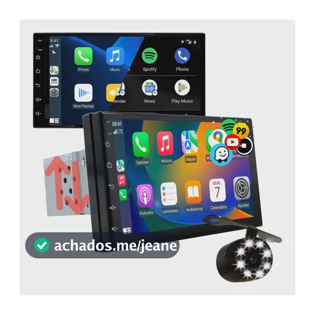 Central Multimídia Mp5 1 Din Carplay Android-auto 7'+ Cam Ré Kit Multimidia Carplay