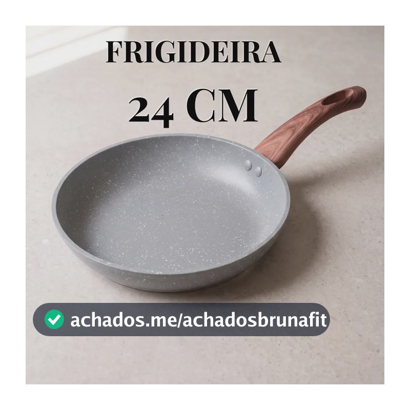 Frigideira Cerâmica 24Cm Antiaderente Cooktop Indução Fogão a Gás Elétrico sem óleo não gruda cinza granito cabo baquelite fundo triplo antitérmico profissional compacto