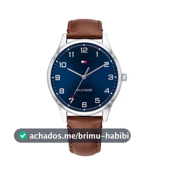 Relógio Tommy Hilfiger 1791659 Cor de malha original: cor de moldura marrom, cor de fundo prateada, cor de fundo azul
