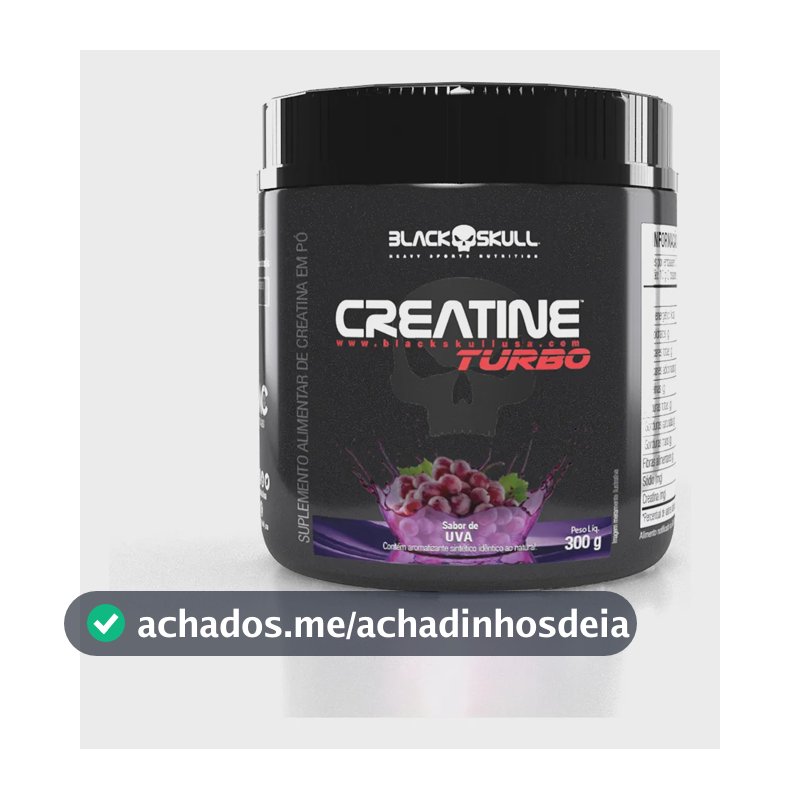Creatine Turbo sabor uva em pote de 300G Suplemento em pó Black Skull Caveira Preta Turbo