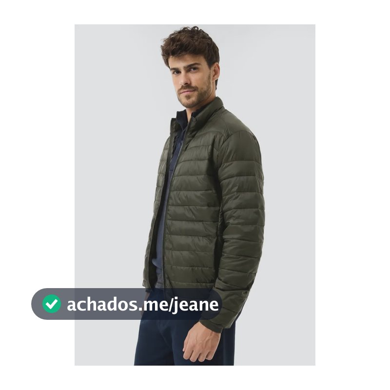 Jaqueta Masculina Puffer Matelassê + Saquinho Hering Verde Militar M