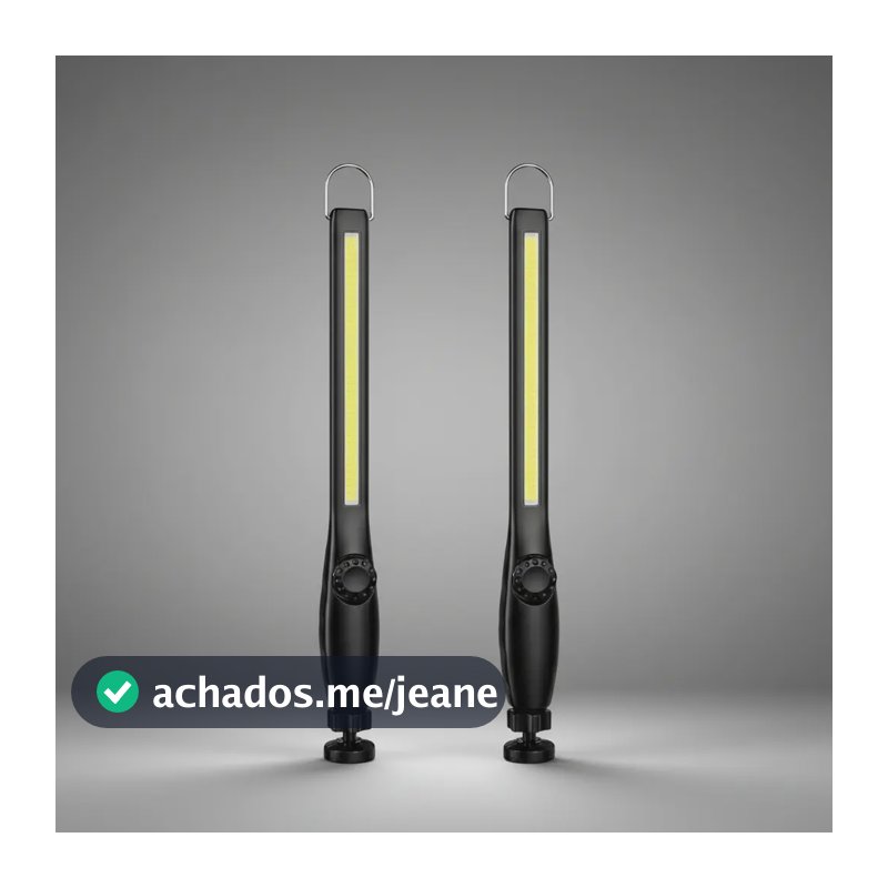 Kit 2 Lanterna Inspeção Led Cob Recarregável Oficina Imã Branco-frio Preto