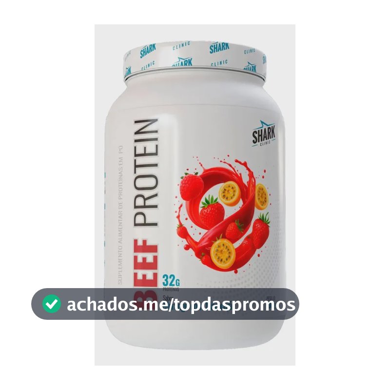 Proteína Shark Pro Beef Colageno Hidrolisado Morango 900g em pó x 900g