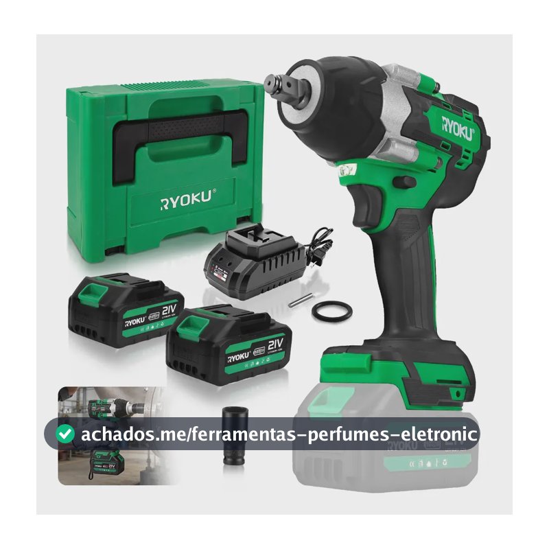 Chave De Impacto Brushless 700nm Com 2 Baterias Maleta Verde 127/220v