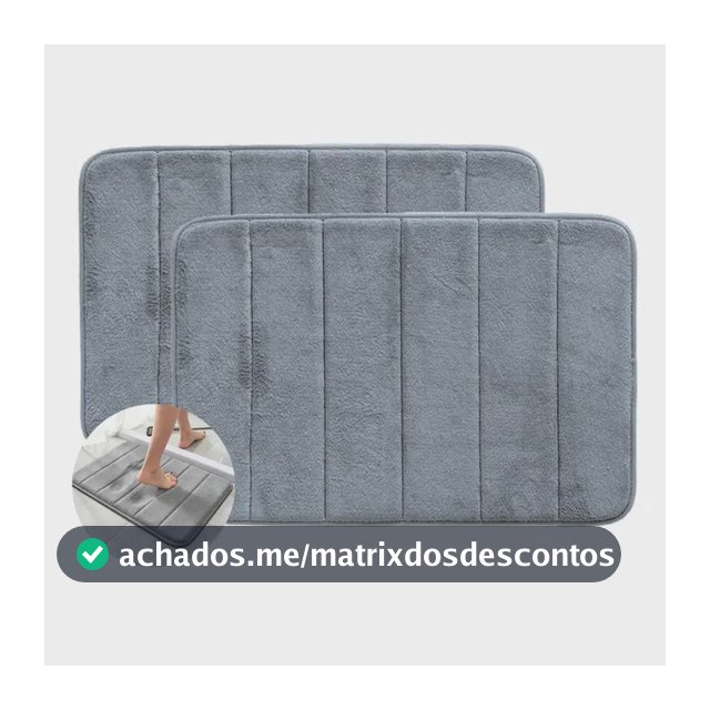 Kit 2 Tapetes Felpudos Banheiro Antiderrapantes 60x40cm Cinza Geométrico