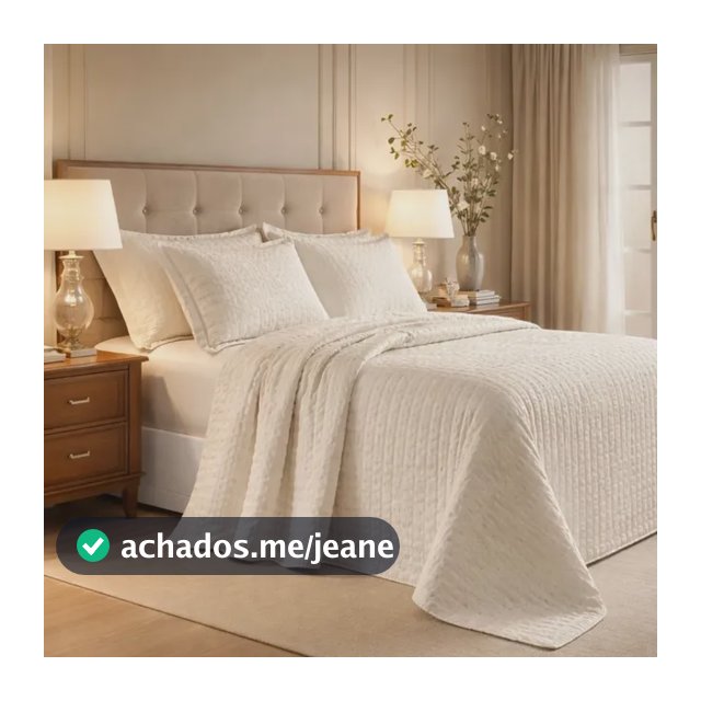 Cama Posta Queen Melinda Colcha Luxo Algodão Bordado 3 Pçs