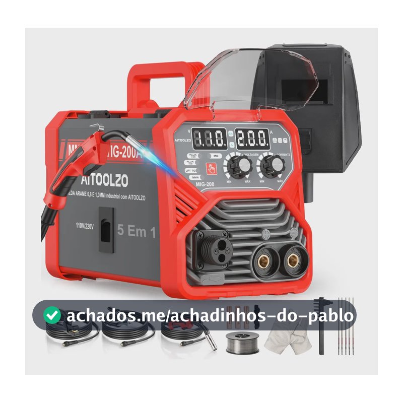 Máquina De Solda Inversora Aitoolzo Mig/mag/tig/mma Bivolt Vermelho