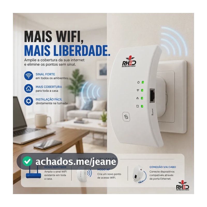 Repetidor De Sinal Wifi Roteador Wireless Amplificador Potente Sem Fio Turbo Cor Branco 1800mbps Longo Alcance Internet Porta Ethernet - RHEAD RED HIGH END STUDIOS