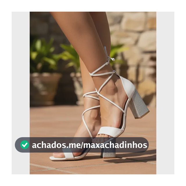 Sandália Feminina Brilho Strass Salto Alto Bloco Amarração