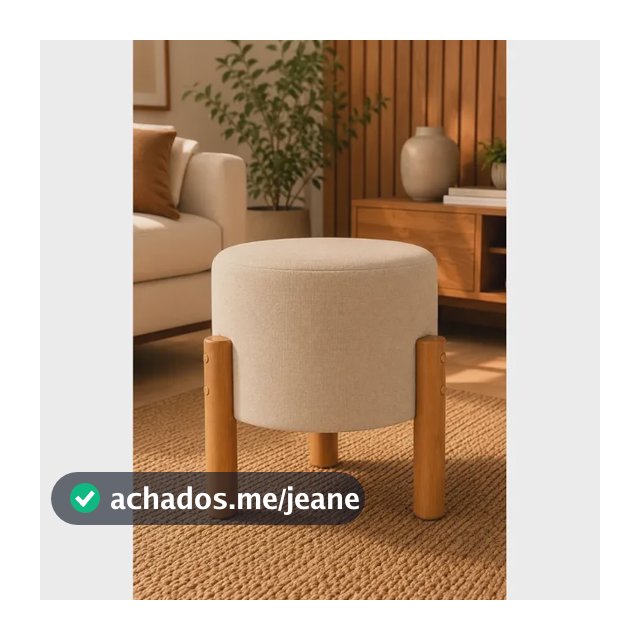 Puff Banqueta Decorativa Linho Pés Madeira Envio Imediato
