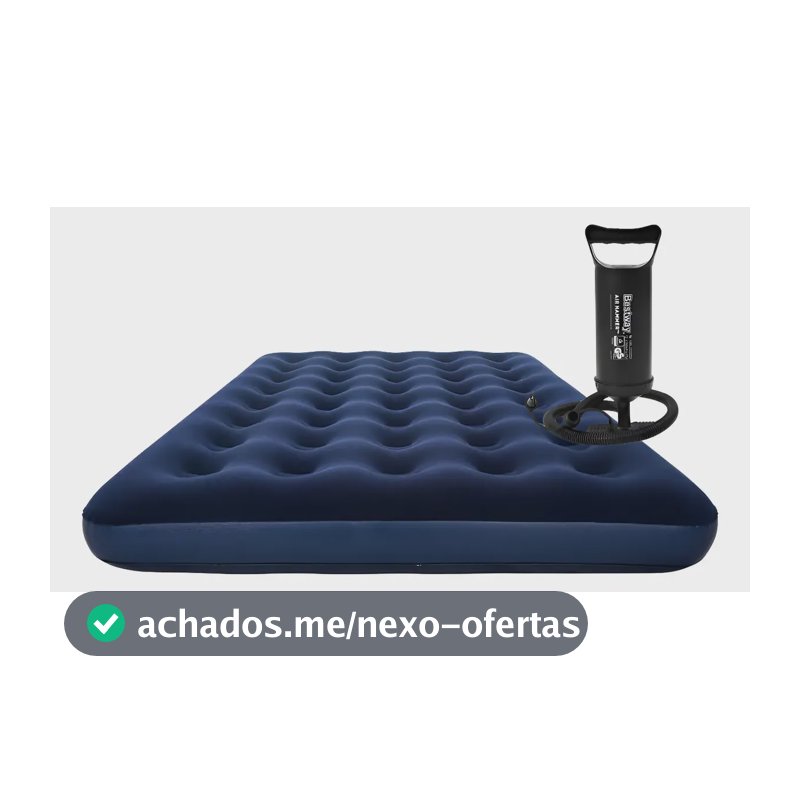 Colchão Inflável Bestway Casal Camping + Bomba Manual 22cm Azul
