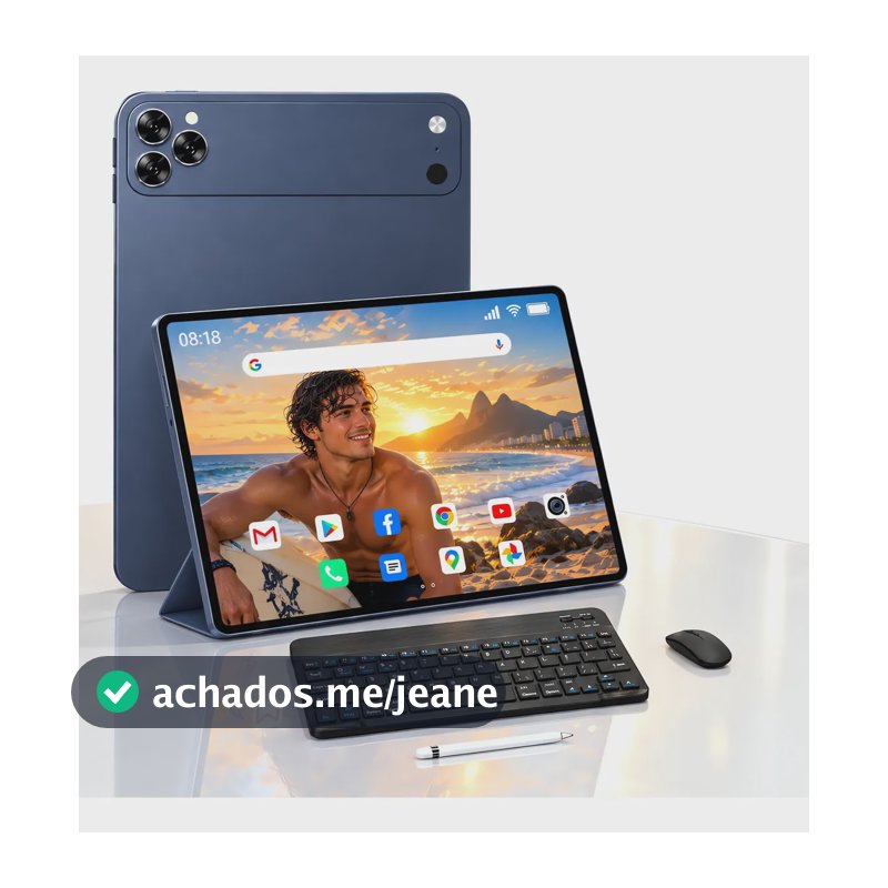 Tablet Android 14 10.1 Polegadas 6gb 256gb Teclado Mouse Azul-escuro