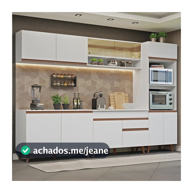 Cozinha Completa Madesa Reims 310002 Com Armário E Balcão B Cor Branco