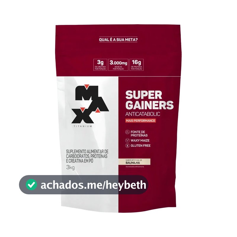 Hipercalórico 3kg Super Gainers Max Titanium Baunilha Alto Valor Calórico