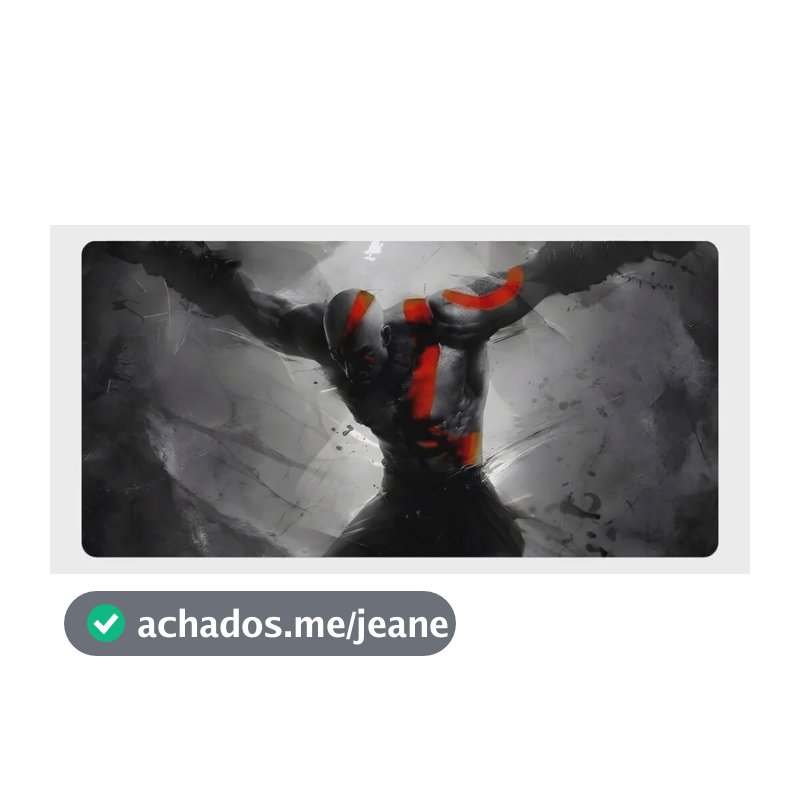 Mouse Pad Gamer God Of War Kratos Modelo 1 70x35 E 90x40 Preto God Of War Kratos 70x35