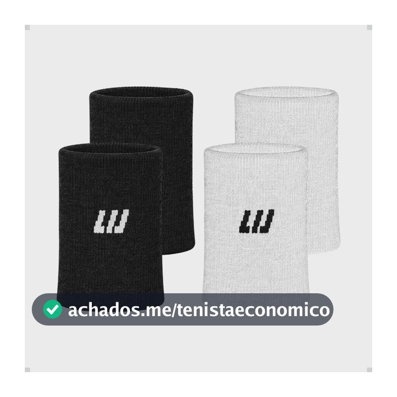 2 Pares Munhequeira Performance Pulse Algodão Tênis Unissex Branco E Preto Unico