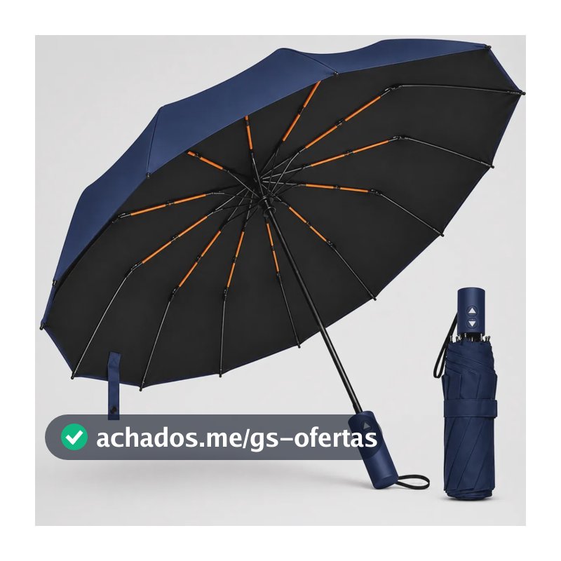 Guarda Chuva Abre E Fecha Automático Reforçado Contra Vento Proteção Uv Azul