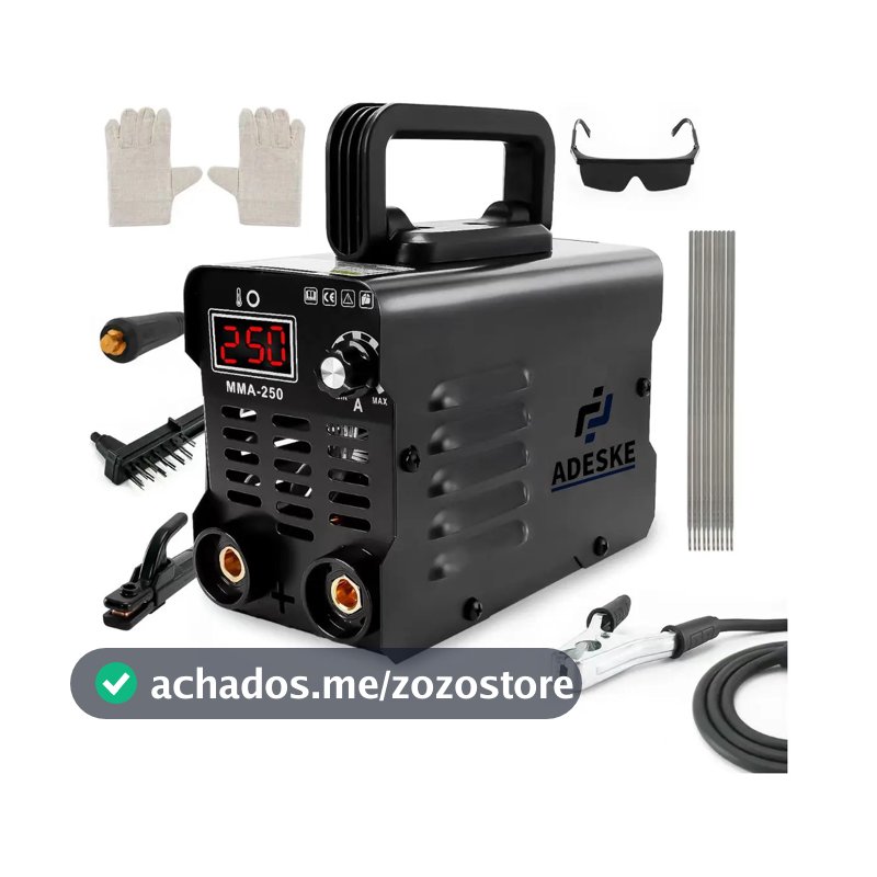 Máquina de Solda Adeske MMA-250 Inversora 250A com Display Digital