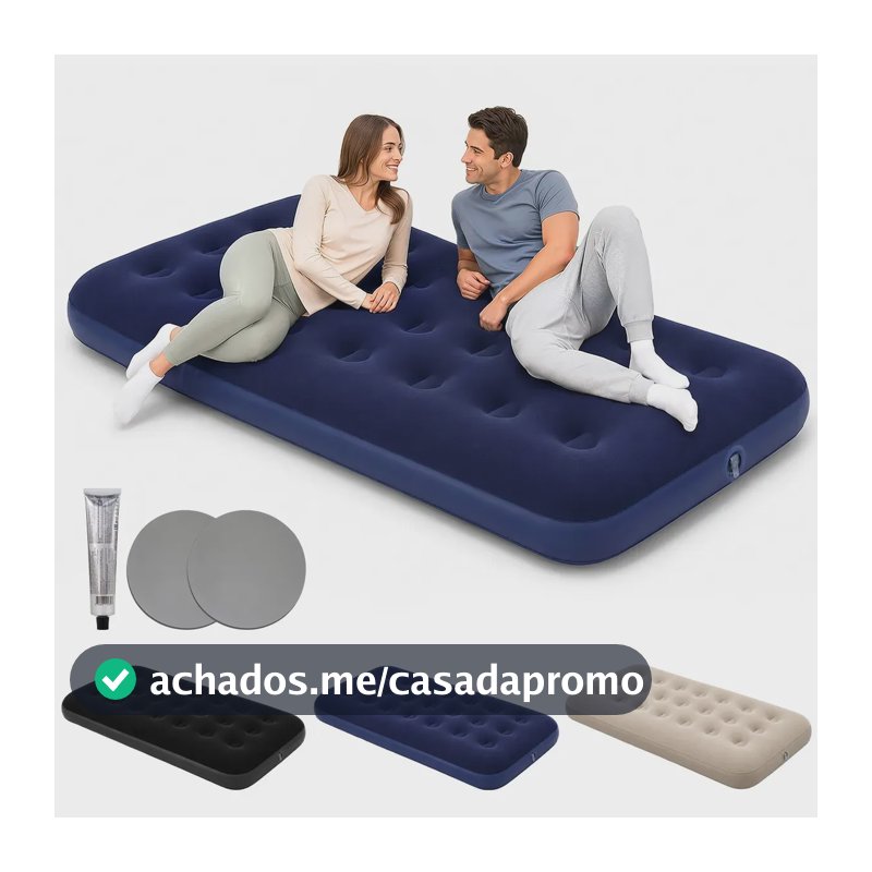 aweshine Colchão Inflável Solteiro para Camping Barraca com Kit de Reparo Remendo Colchão de Ar Multiuso Azul