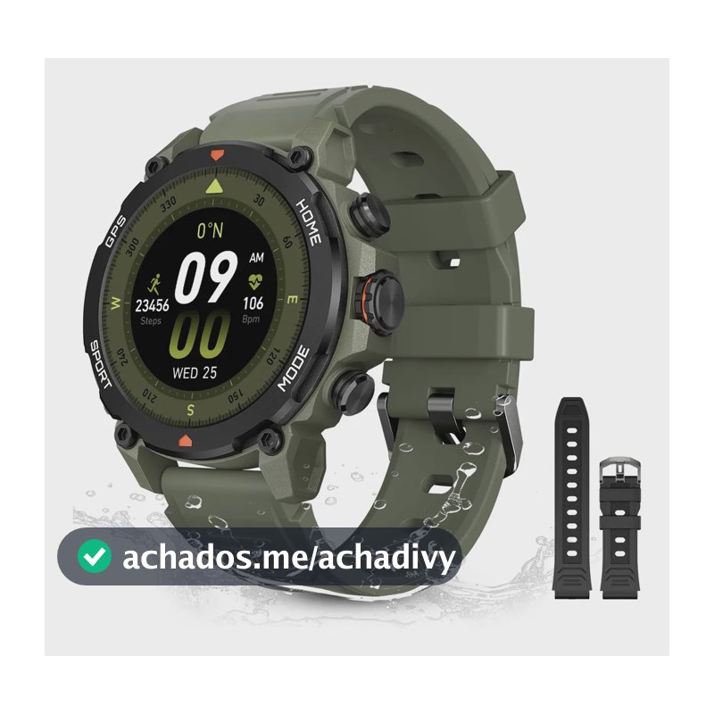 Relógio Smartwatch Aurafit G6 Com 5atm E Gps Verde Militar Verde Militar Sport Verde Militar/preto