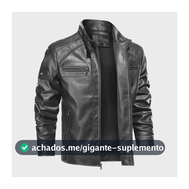 Jaqueta De Couro Masculina Slim Forrada Sem Capuz