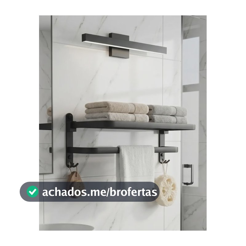 Suporte Porta Toalha Toalheiro Dobrável Banheiro Preto 47cm Preto