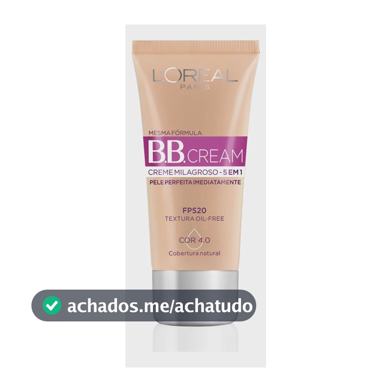L'Oréal Paris Dermo Expertise BB Cream, Creme Milagroso 5 em 1, Cobertura Natural, Hidrata e Uniformiza a Pele, Oil Free, FPS 20 e Acabamento Matte, 30ml