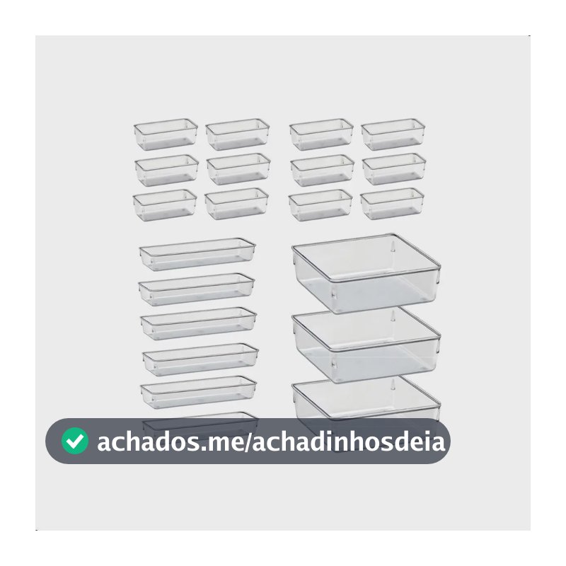 Kit 21 Organizador Multiuso Modular Gavetas Acrilico Rebirth