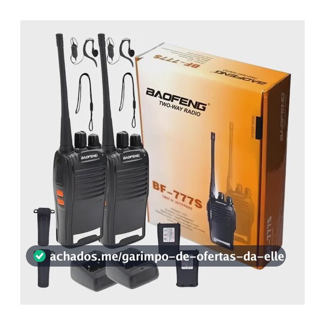 Kit Par 2 Radio Baofeng 777s Walk Talk Comunicador 16 Canais Preto 127/220v