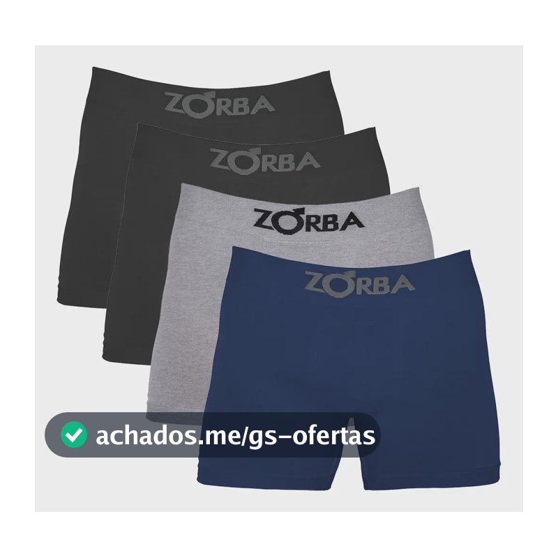 Kit 4 Cuecas Boxer Sem Costura Algodão Zorba Pto Mho Mes Liso M