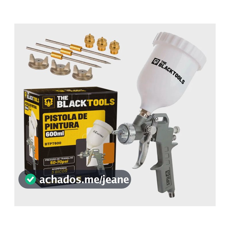 Revolver De Pintura Caneco Em Cima Funileiro 600ml 1.2 A 1.8 cinza escuro The Black Tools BTPT600