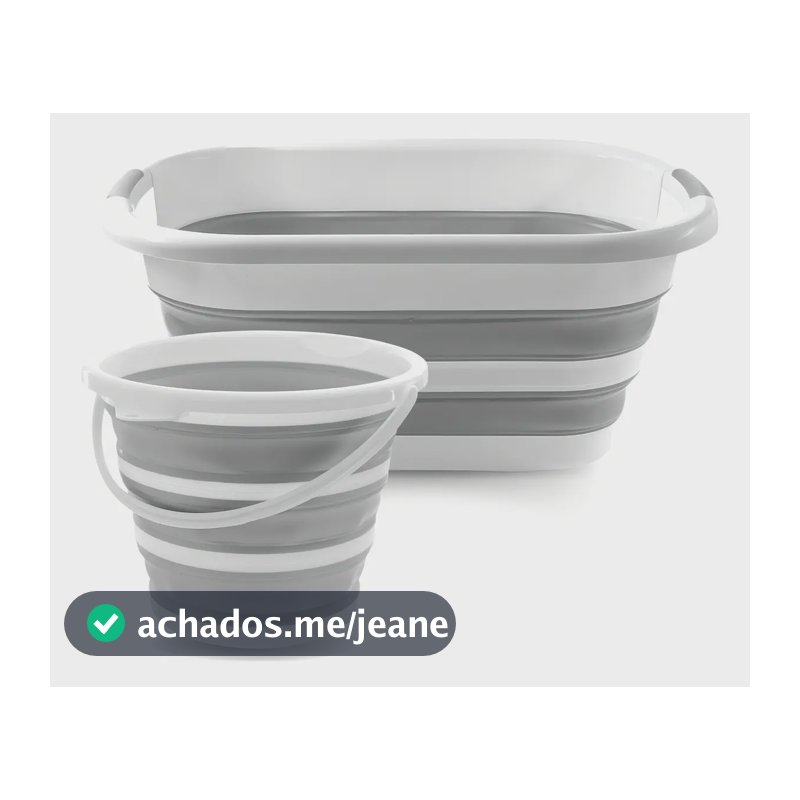 Kit Cesta 26l + Balde 10l Dobrável Powermaid Cor Branca Branco
