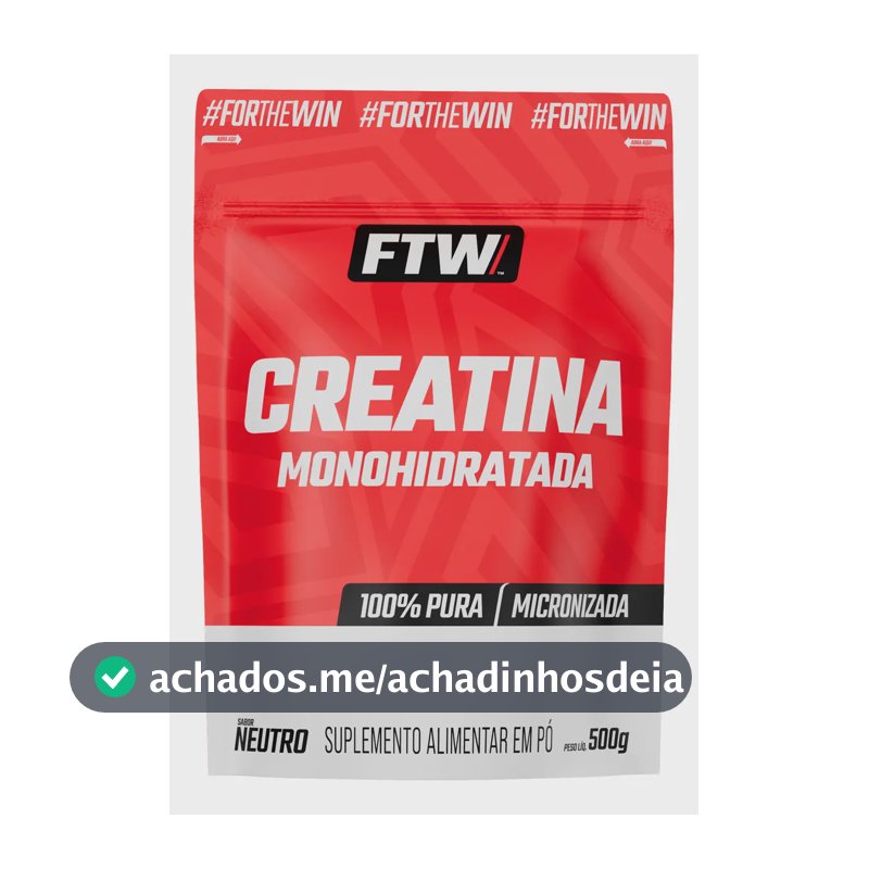 Creatina Monohidratada 100% pura Refil em pó sem sabor 500g FTW