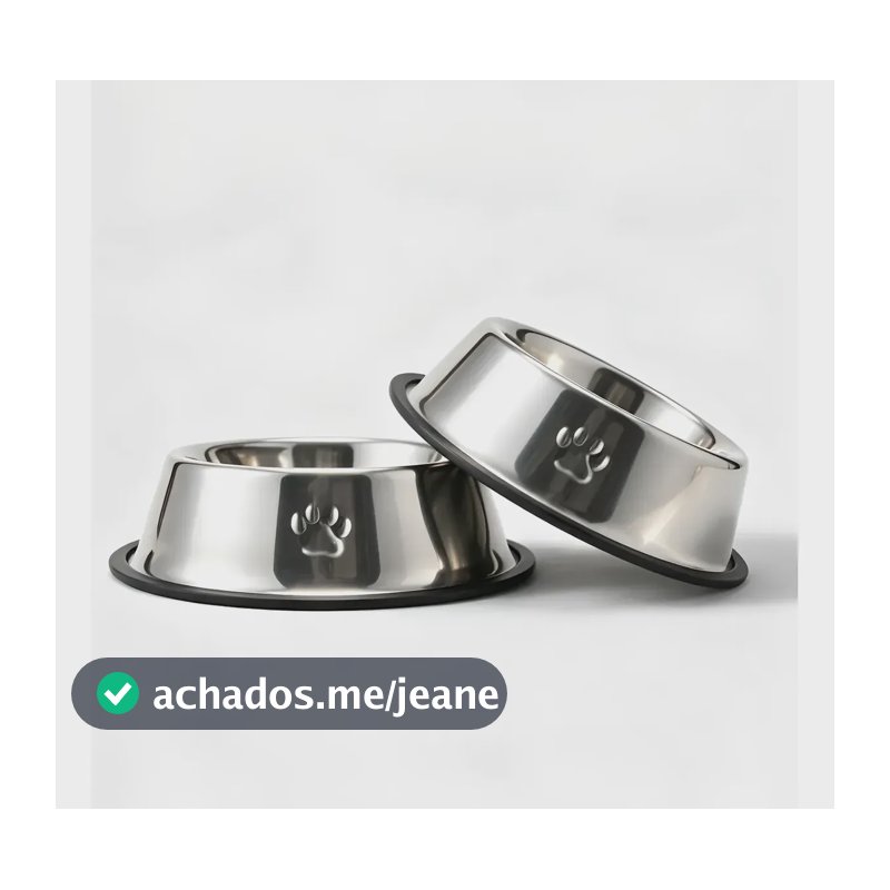 Kit 2 Tigelas Inox Cachorro Antiderrapante 600ml Pet