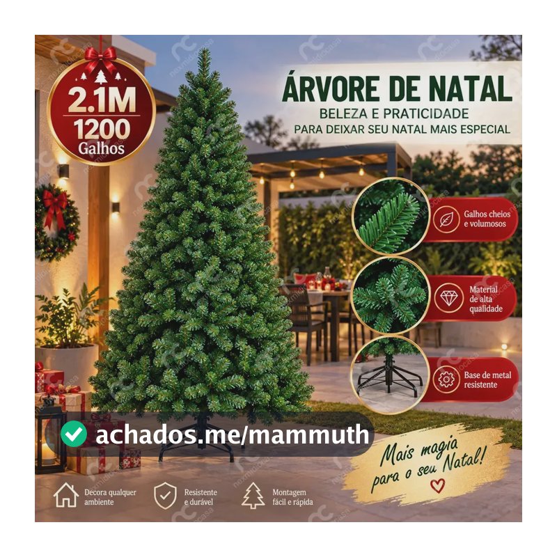 Árvore De Natal Luxo 210 Cm 1200 Galhos NEXMIDIO Verde Galhos Pinheiro Verde-musgo Arvore de Natal 210cm arvore natal