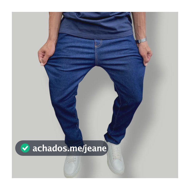 Calça Jeans Ideal Trabalho Pesado Reforçada Elastano Lycra Azul-escuro 46 Geométrico