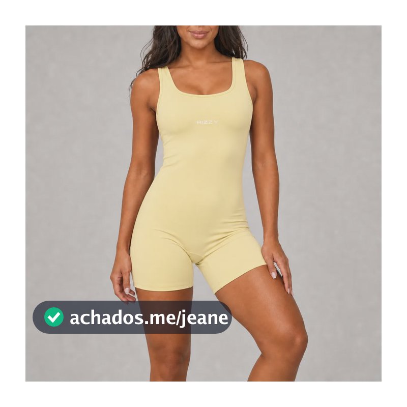 Macaquinho Fitness Feminino Classic Rizzy Amarelo Manteiga G